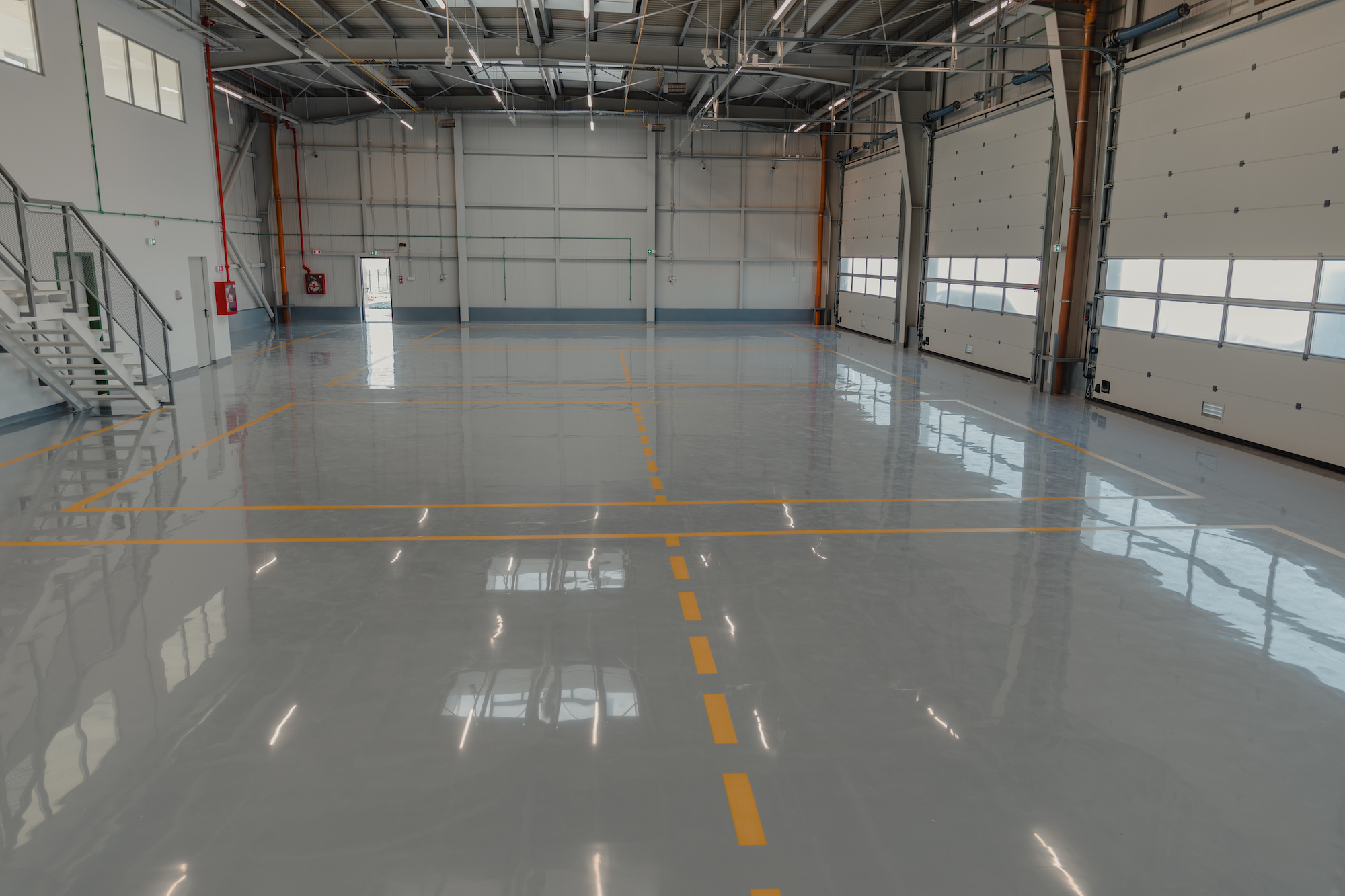Epoxy flooring in warehouse